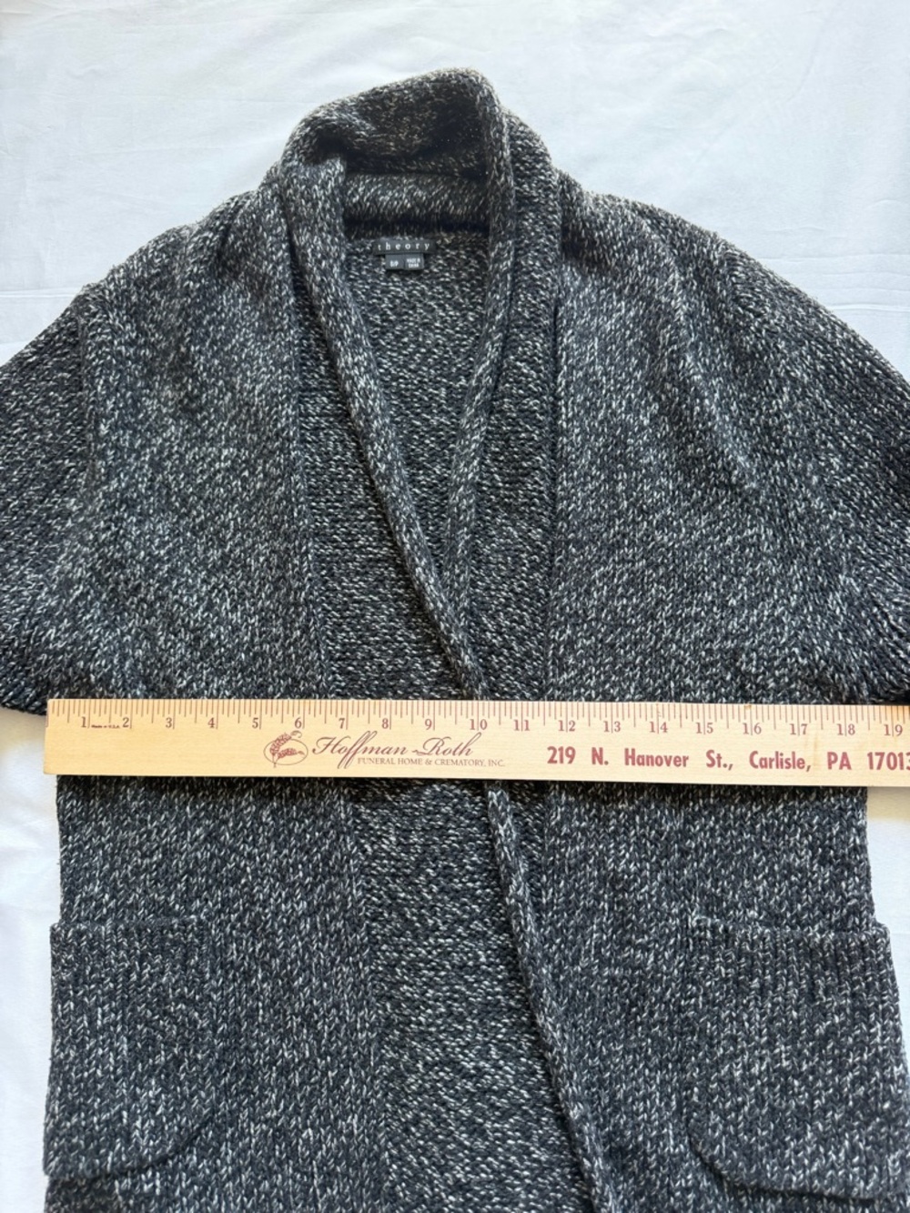 Theory Marled Knit Cardigan Short Sleeve Gray Cozy Lagenlook S/P - Picture 6 of 10